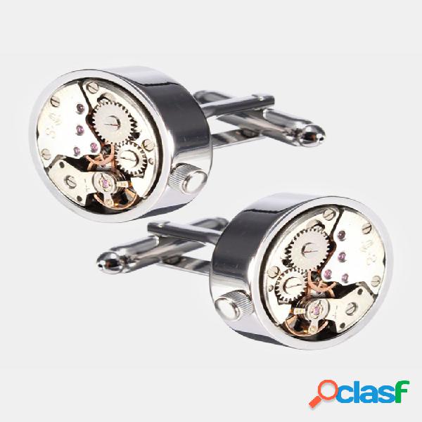 Gemelos de plata para hombre Mecánico Reloj Patrón Gemelos