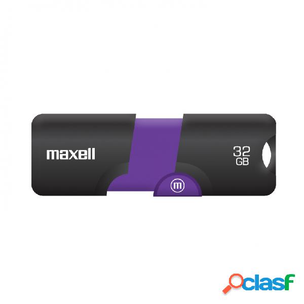 Memoria USB Maxell 347633, 32GB, USB 3.0, Negro/Púrpura