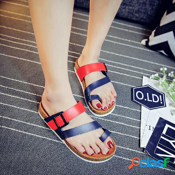 Plus Tamaño Mujer Casual Clip Toe Buckle Soft Sandalias