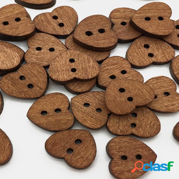 100 piezas manualidades Corazón costura de madera en forma
