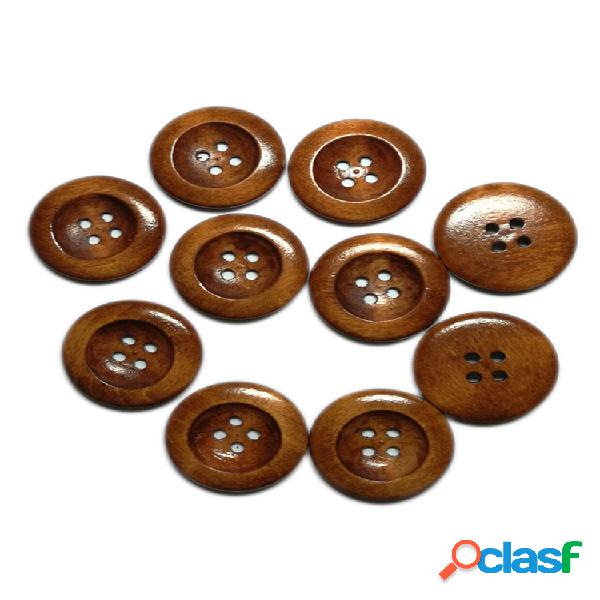 50 Uds 25mm 4 agujeros madera natural de borde fino Patrón