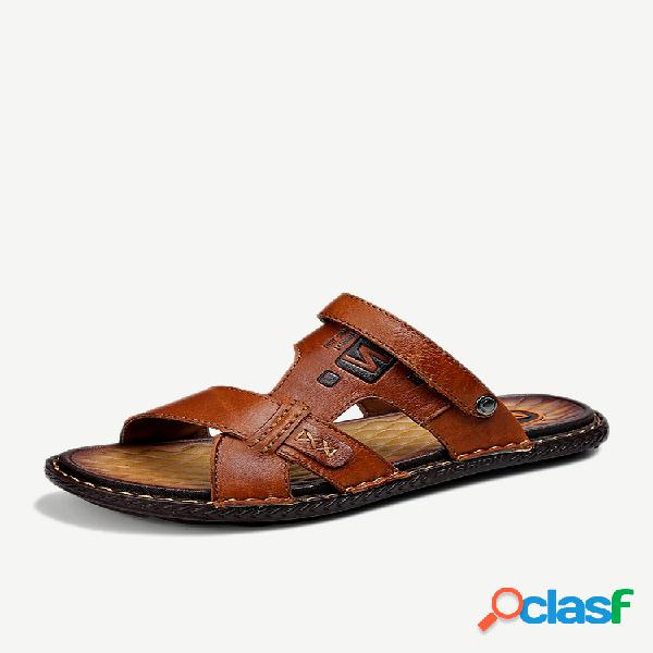 Hombre Comfy Soft Sole Water Slip On Playa Cuero Sandalias