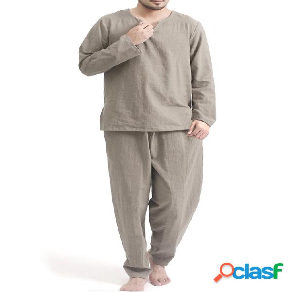 Hombre Plus Talla Algodón Transpirable Dos piezas Yoga