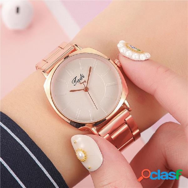 Reloj de pulsera casual simple Mujer Oro rosa Banda Relojes