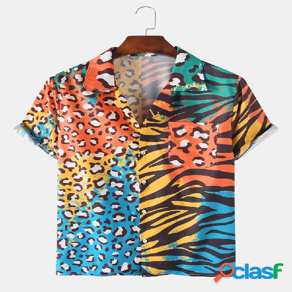 Hombres étnicos Zebra Rayas y estampado de leopardo