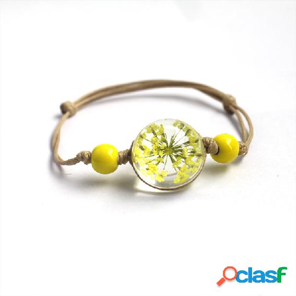 vendimia Pulseras de puño Babysbreath Sakura Flor seca