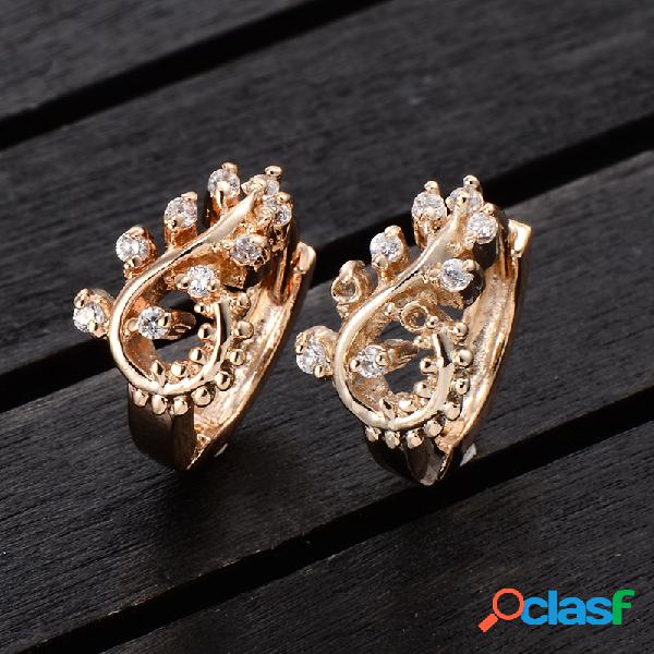 Moda Oreja Stud Pendientes Chapado en oro Blanco Ziron