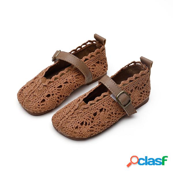 Moda para niñas tejida lindo cómodo Soft suela correa de