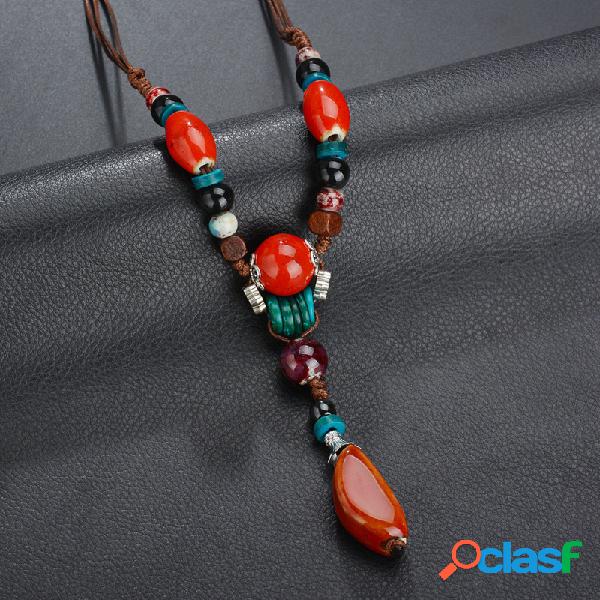 Bohemio Colorful collar de cuentas estilo largo collar de
