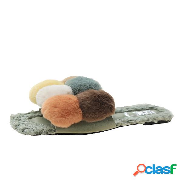 Mujer Cute Pom Pom Decor Casual Plano Ligero zapatillas