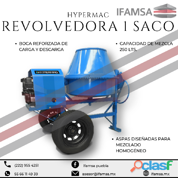 REVOLVEDORA HYPERMAQ DE 1 SACO MOTOR MPOWER 9HP