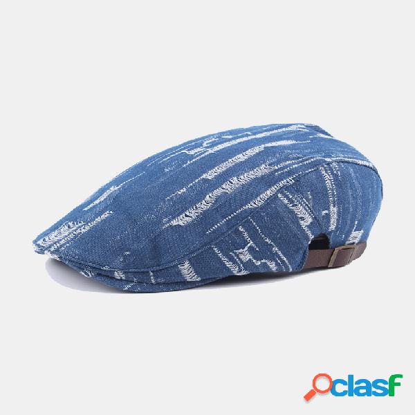 Boina ajustable de denim lavado con hebilla para hombres y