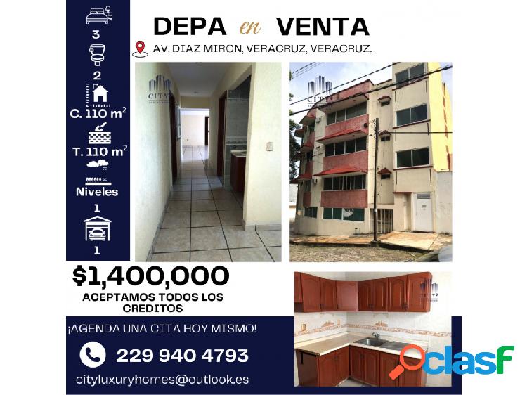 SE VENDE DEPARTAMENTO EN AV. DIAZ MIRON, VERACRUZ