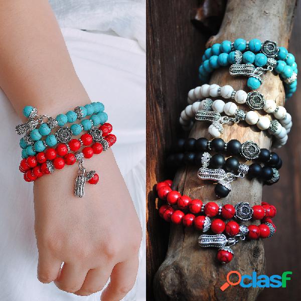 Bohemia Turquesa Pulsera elástica con cuentas Pulsera