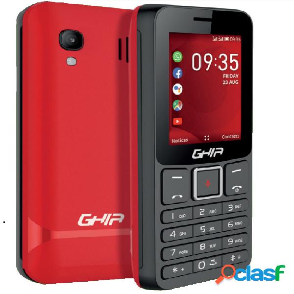 Celular Ghia KoX1 2.4", Doble SIM, Bluetooth, Negro/Rojo