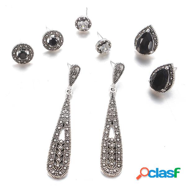4 pares de bohemia Mujer juego de joyas Oreja gotas
