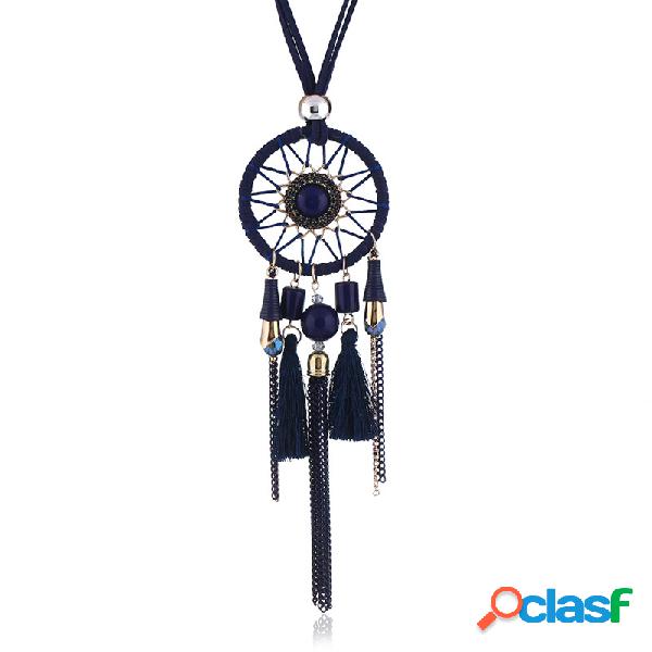 vendimia Colgante Collar largo Dream Net Terciopelo Cadena