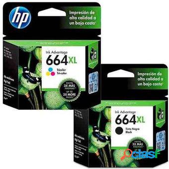 Combo de 2 Cartuchos de Tinta HP 664 Xl (Negro + Tricolor),