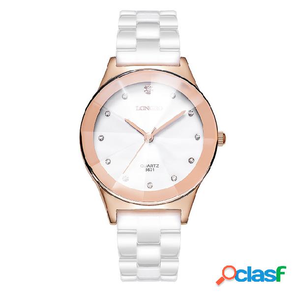 Casual unisex reloj de cuarzo Wrsit blanco diamante de