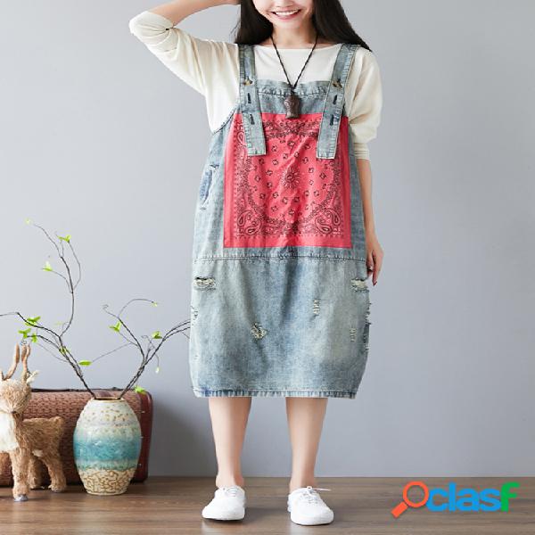 Vestidos de mezclilla con estampado vintage para mujer