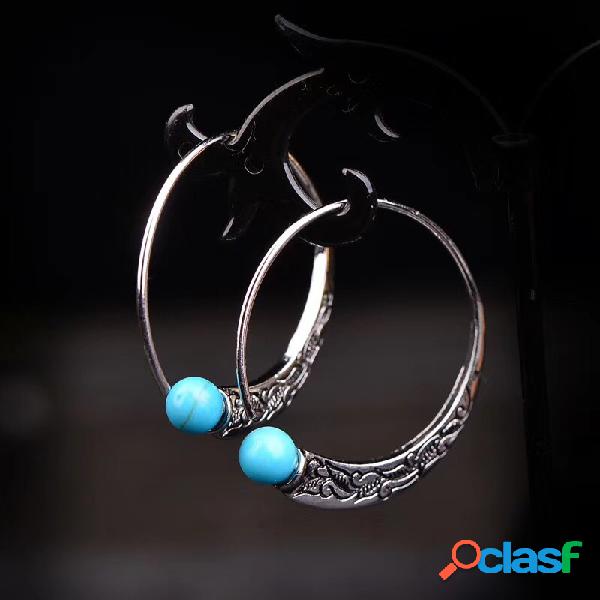 vendimia Turquesa Grandes Pendientes Joyas étnicas