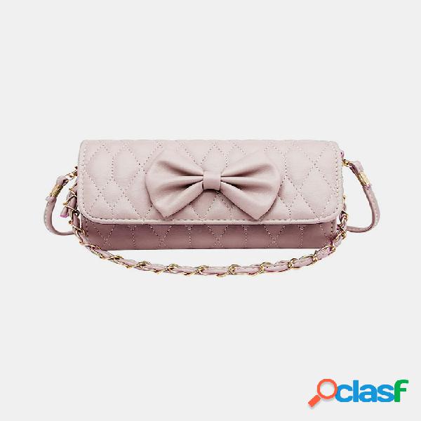 Mujer Bandolera de rombos con nudo de mariposa Bolsa Bolso