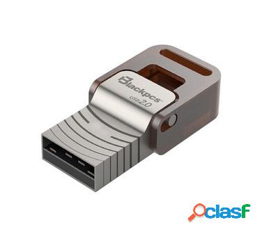 Memoria USB Blackpcs MO201 OTG, 32GB, USB 2.0, Plata
