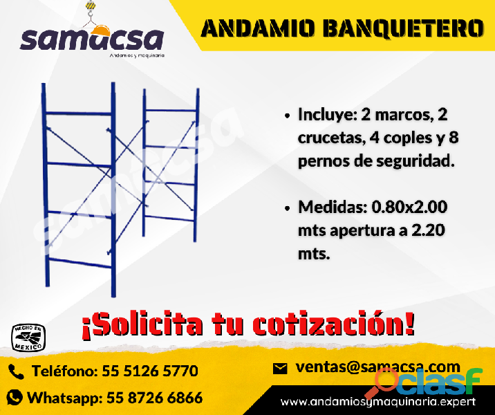 Andamio Tubular Banquetero 2.00 x 0.80 x 2.20
