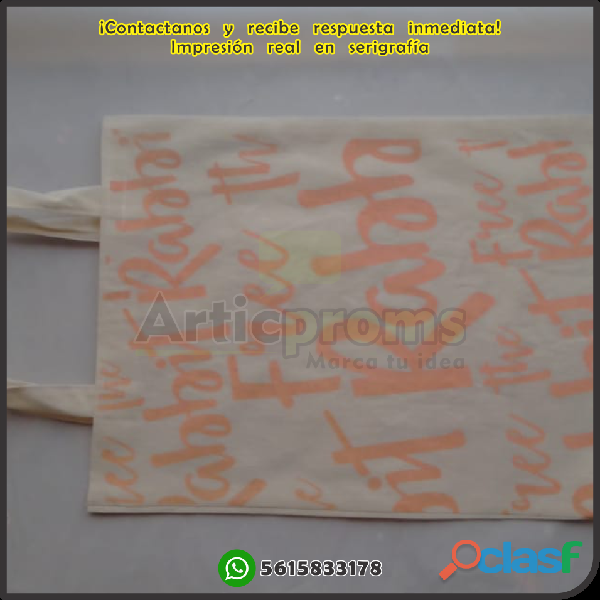 Serigrafia en textiles como bolsas de manta y de algodón
