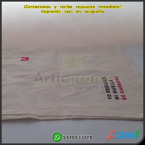 Serigrafia textil sobre bolsas de algodón y manta