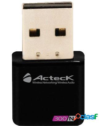 Acteck Mini Adaptador de Red USB LKAD-403, Inalámbrico, 300