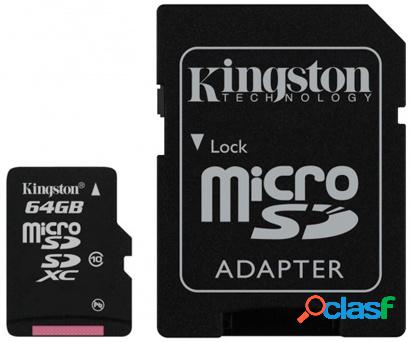 Memoria Flash Kingston, 64GB microSDXC Clase 10, con