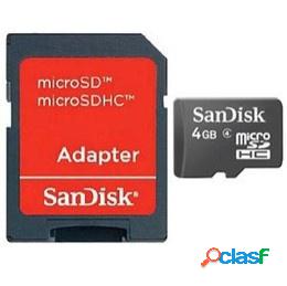 Memoria Flash SanDisk, 4GB mircoSDHC Clase 4, con Adaptador