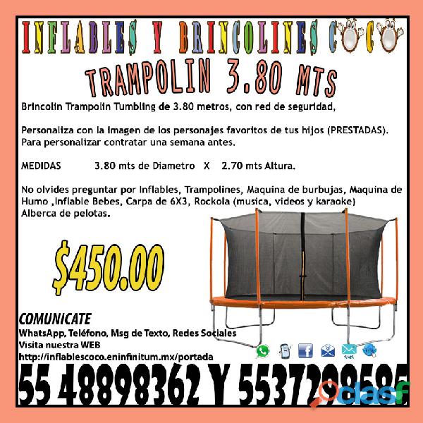 Renta Brincolin Trampolin Tumbling 3.80m Tultitlan Coacalco