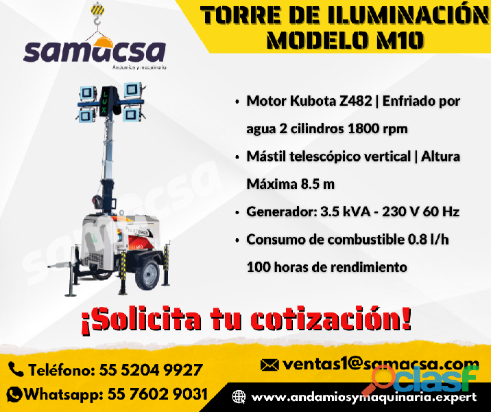 Torre LUXTOWER M10 MOTOR de 2 cilindros 3600rpm