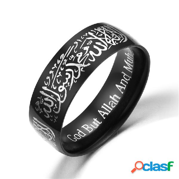 Moda musulmana Allah Words Anillos de acero inoxidable