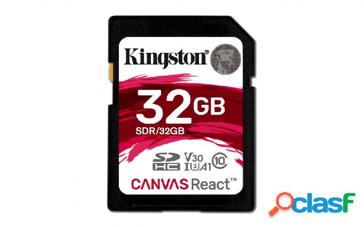 Memoria Flash Kingston Canvas React, 32GB, SDHC Clase 10