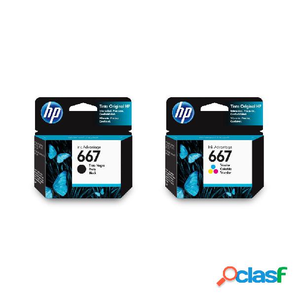 Combo de 2 Cartuchos de Tinta HP 667 Negra + 667 Tri- Color