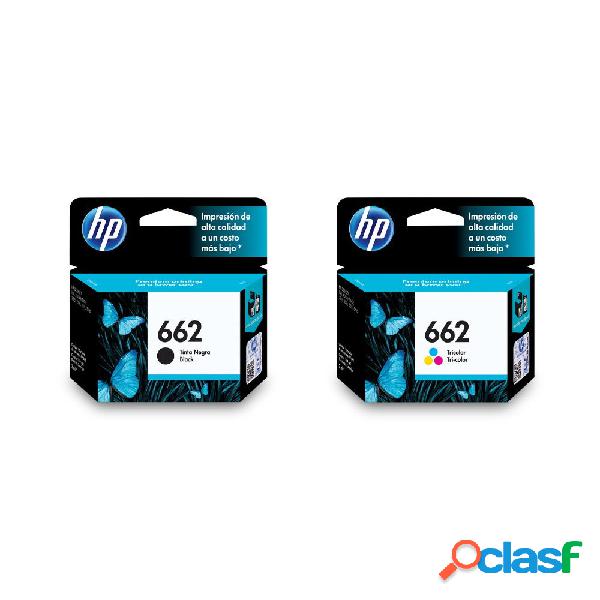 Combo de 2 cartuchos de tinta HP 662 Negra + 662 Tri Color