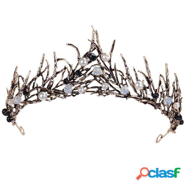 vendimia Boda Diadema Barroca Tiara Antiguo Negro Blanco