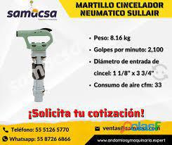 Martillo Cincelado Sullair, consumo de aire cfm:33