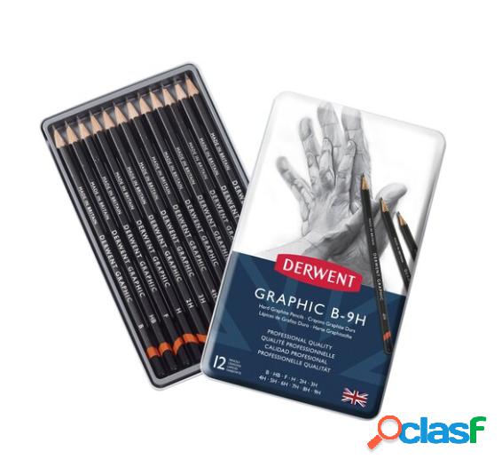 Derwent Lápices de Grafito, Caja Metálica con 12 Piezas