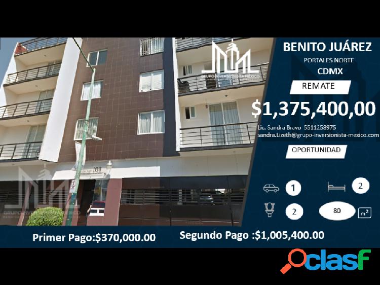 REMATE!! $1,375,400 HERMOSO DEPARTAMENTO EN PORTALES NORTE
