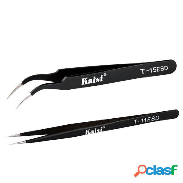 KAISI T-11 T-15 ESD Pinzas rectas antimagnéticas de acero