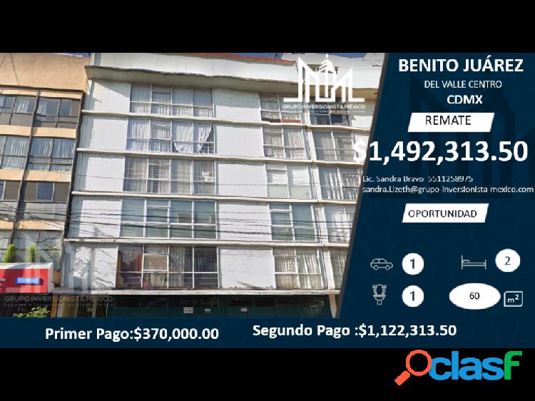REMATE!! $ $1,492,313 HERMOSO DEPA EN DEL VALLE CENTRO