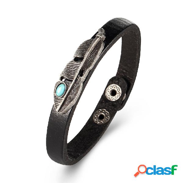 Brazalete unisex de la vendimia Pulsera de cuero de la