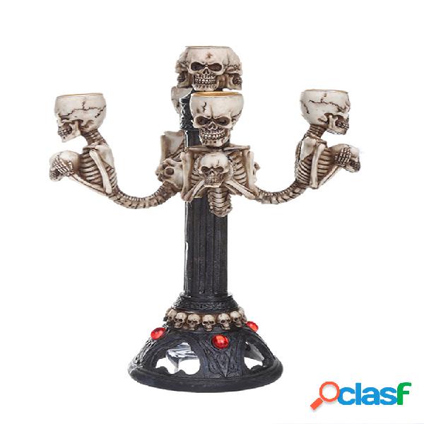 Calavera Candlestick Estatuas de artesanía de resina