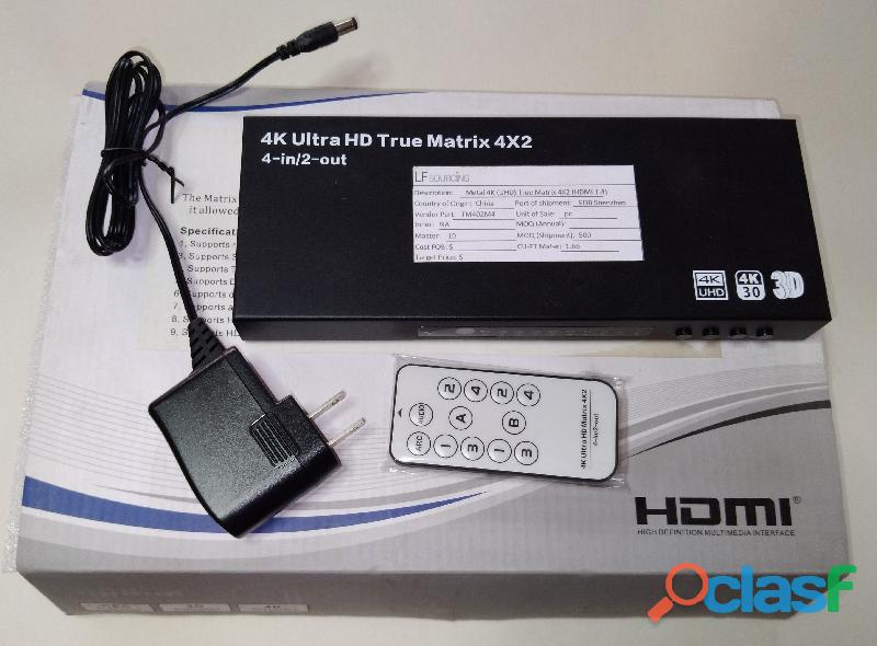 UHD 4K HDMI True Matrix (4 in/2 out)