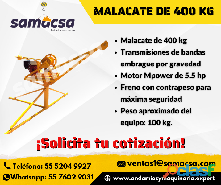 Malacate Integral < pluma 400kg <