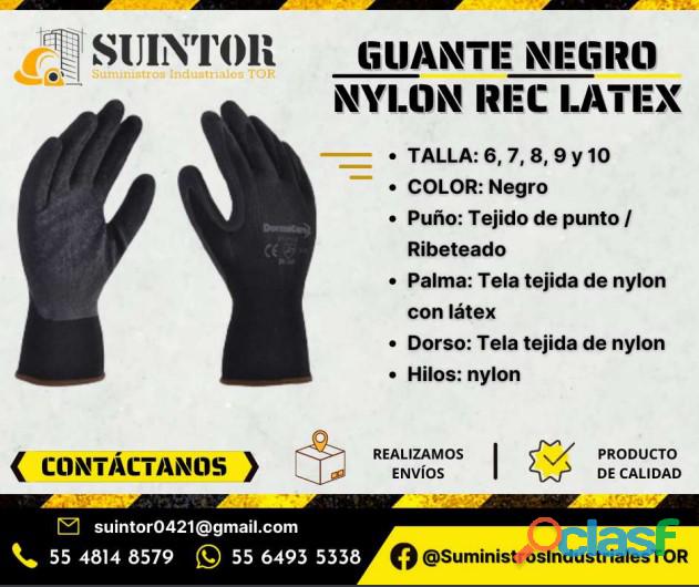 Guante Negro de Nylon con latéx